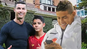 Cristiano Jr. es tendencia por algo que hizo. Foto de fondo tomada de Forbes, de Cristiano y su hijo de ESPN y de James de Gol Caracol.