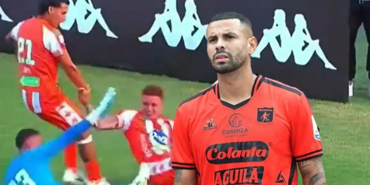 Ahora le echaron la culpa al jugador del América. Foto de fondo tomada de Win Sports y de Cardona de RCN.