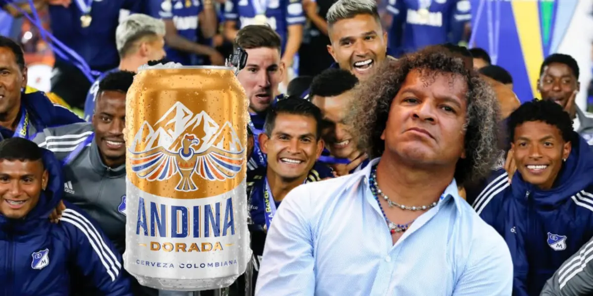 (FOTO) el jugador de Millonarios que se empinó una lata de Andina para celebrar 