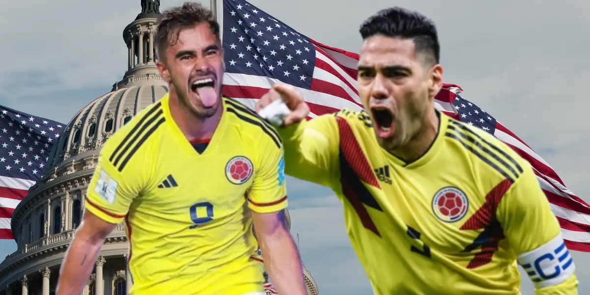 Ambos delanteros colombianos jugarían en la misma liga. Foto de fondo tomada de Semana, de Ángel de Futbolred y de Falcao de RCN