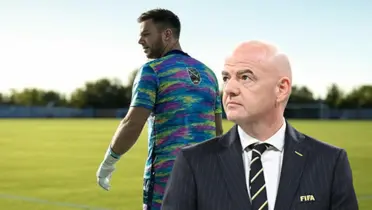 Arquero de fútbol y Gianni Infantino Foto: Grox y FIFA