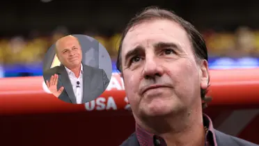 Carlos Antonio Vélez avisa a Néstor Lorenzo Foto: FCF y Captura de Win Sports