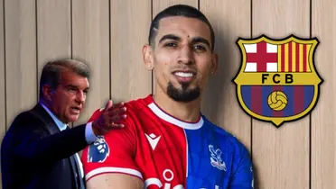 Daniel Muñoz y Joan Laporta Foto: Crystal Palace y FC Barcelona