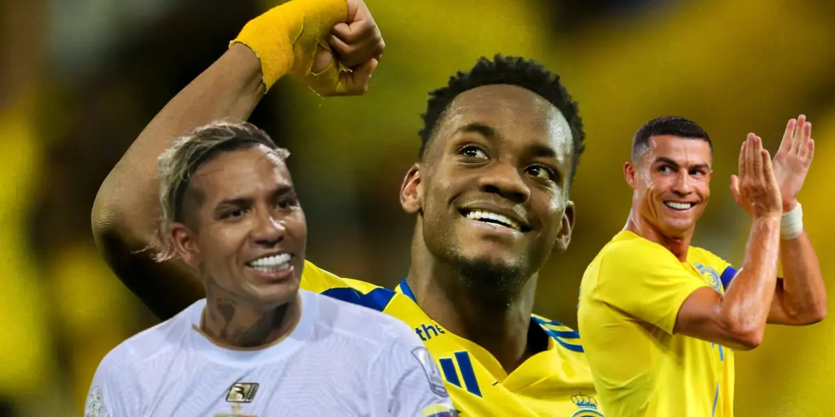 Dayro Moreno, Jhon Jader Durán y Cristiano Ronaldo Foto: Once Caldas y Al Nassr