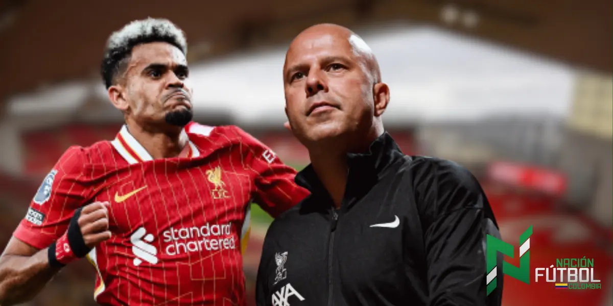 Díaz y Slot. Foto: redes de Liverpool