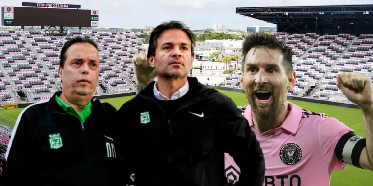 Directivos de Nacional y Lionel Messi.