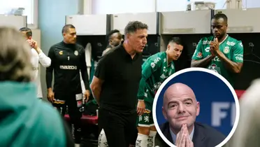 Eduardo Berizzo y Gianni Infantino Foto: Club León y FIFA