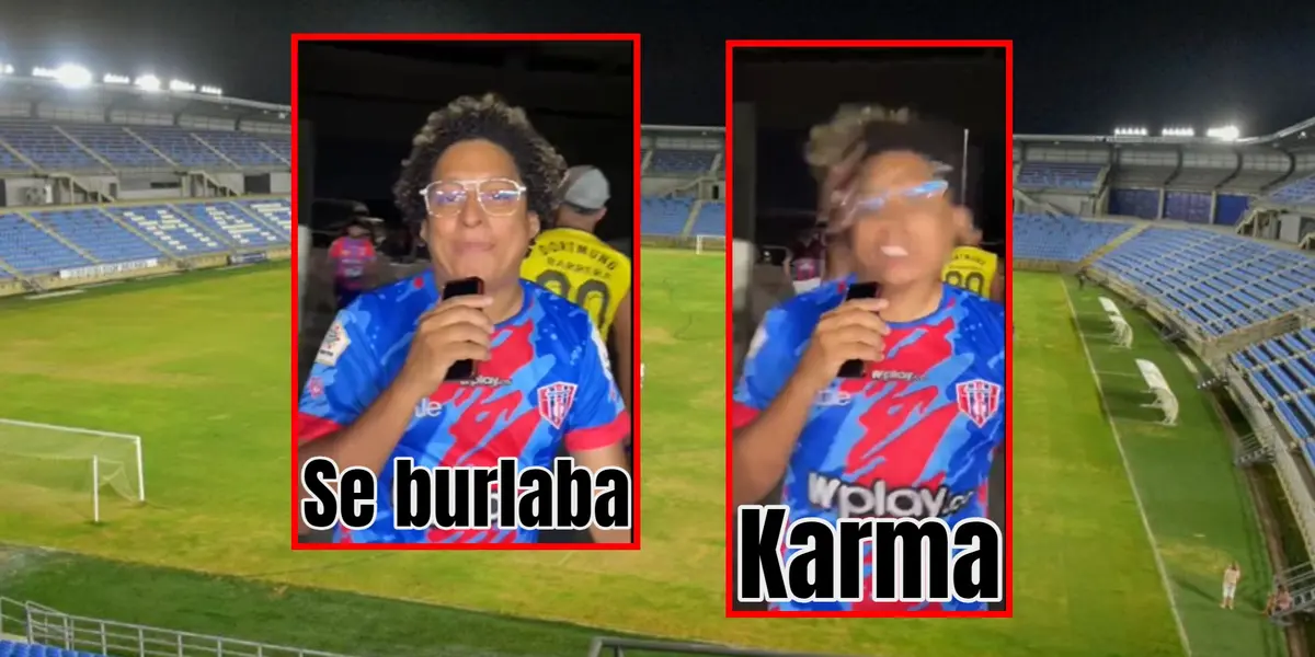 El acto del hincha del Unión se hizo viral. Foto de fondo tomada de Caracol Radio y capturas de X.