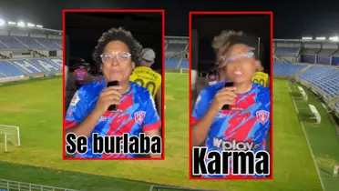 El acto del hincha del Unión se hizo viral. Foto de fondo tomada de Caracol Radio y capturas de X.