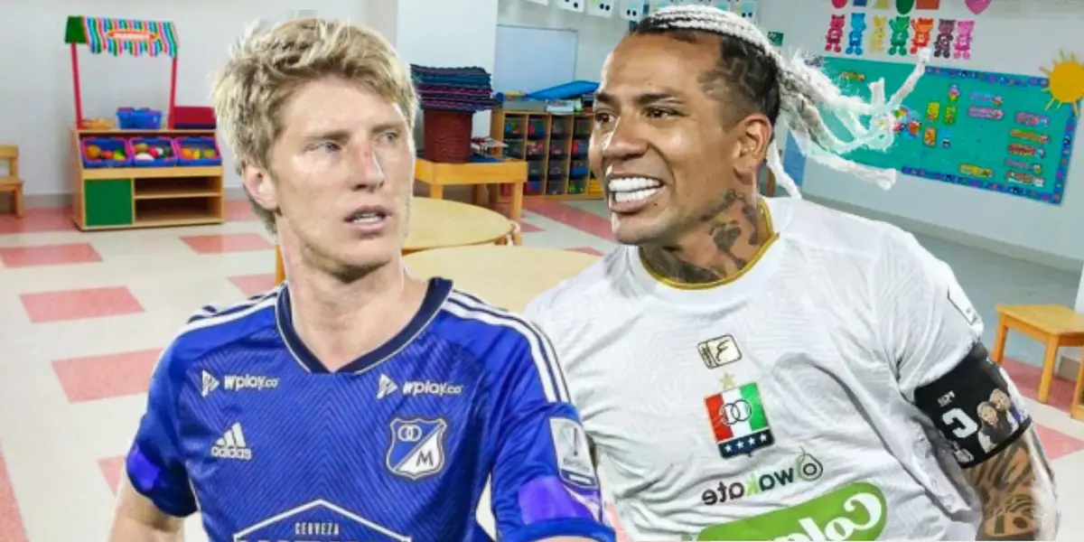 El defensa sufrió la categoría del goleador. Foto de fondo tomada de Los Mejores Colegios, de Dayro de RCN y de Llinás de Colombia.com