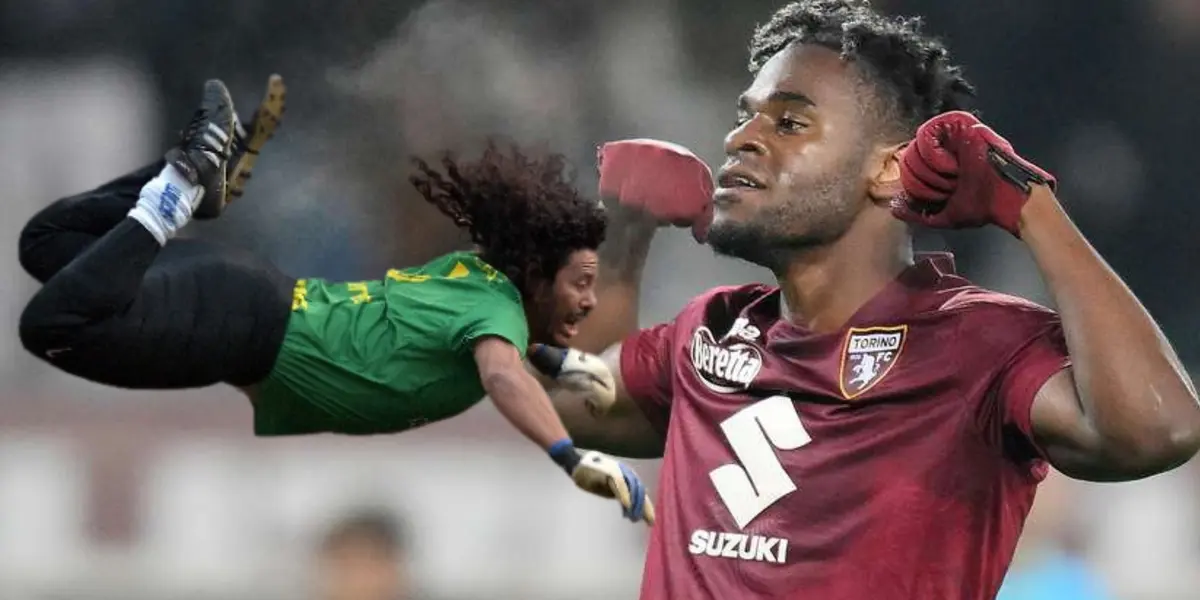 El delantero colombiano sorprendió a sus compañeros con la maniobra. Foto de Zapata tomada de El Espectador y de Higuita de Caracol