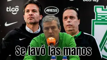 El interino se incomodó con una pregunta. Foto de fondo tomada de El Colombiano y de Pérez de Futbolete.