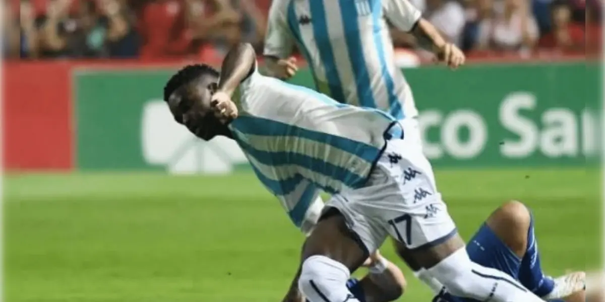 El jugador convocado a la Selección Colombia debió abandonar el campo de juego en la victoria de Racing.