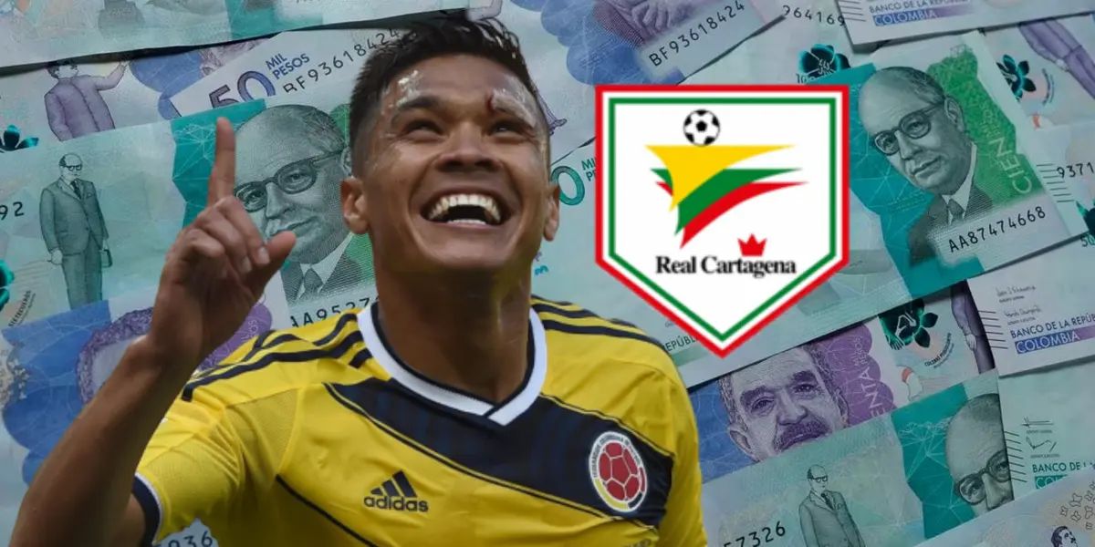 El jugador ha generado revuelo con su llegada. Foto de fondo tomada de Semana, de Teo de Transfermarkt y escudo de Wikipedia.