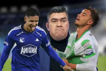 El reconocido narrador de fútbol colombiano narró de forma graciosa el 'sombrerito' que el jugador del 'Azul' le hizo al del 'Verde'.