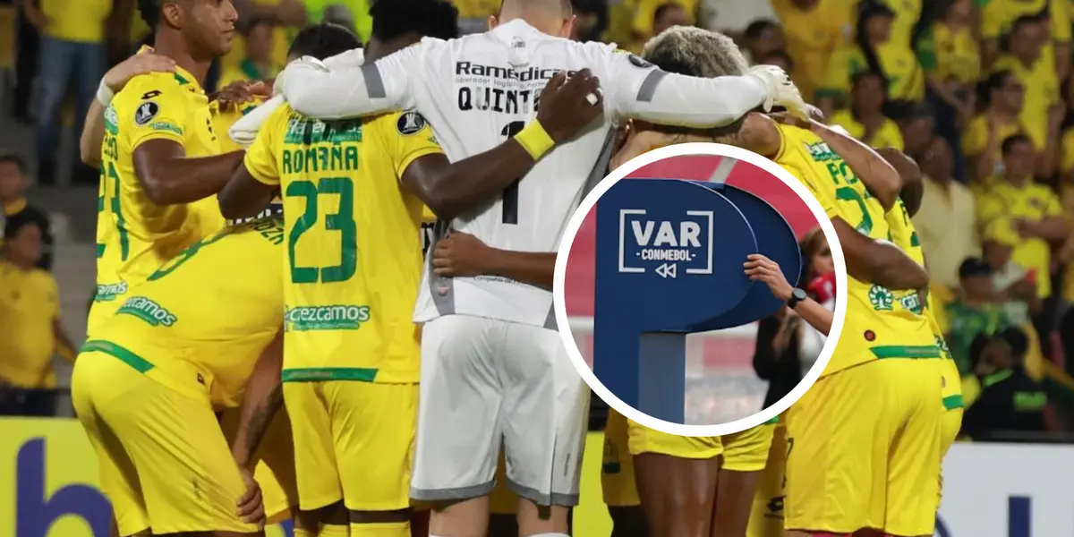El VAR salvó a Bucaramanga de una catástrofe en su partido de Copa Libertadores. Foto: Conmebol y Atlético Bucaramanga