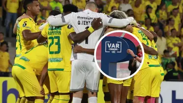 El VAR salvó a Bucaramanga de una catástrofe en su partido de Copa Libertadores. Foto: Conmebol y Atlético Bucaramanga