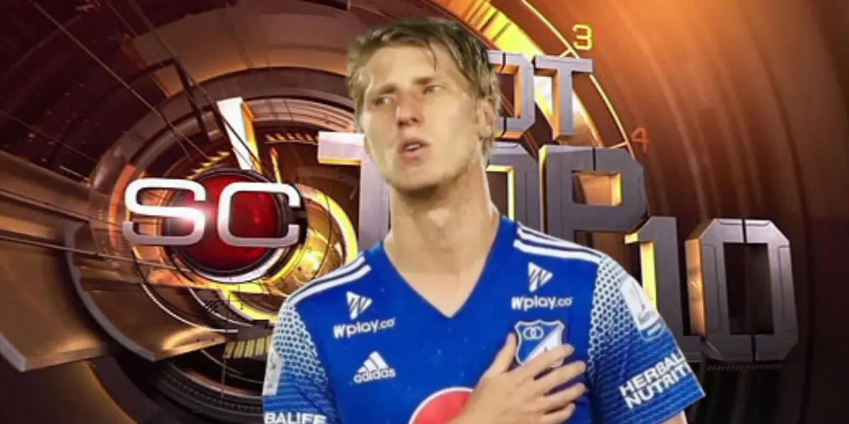 El zaguero de Millonarios tuvo una chance inmejorable para adelantar a su equipo.