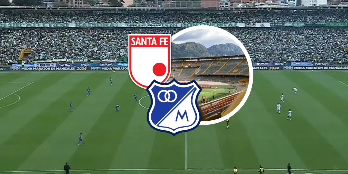 Estadio el Campín Foto: Captura de Win Sports, Escudoteca e Independiente Santa Fe