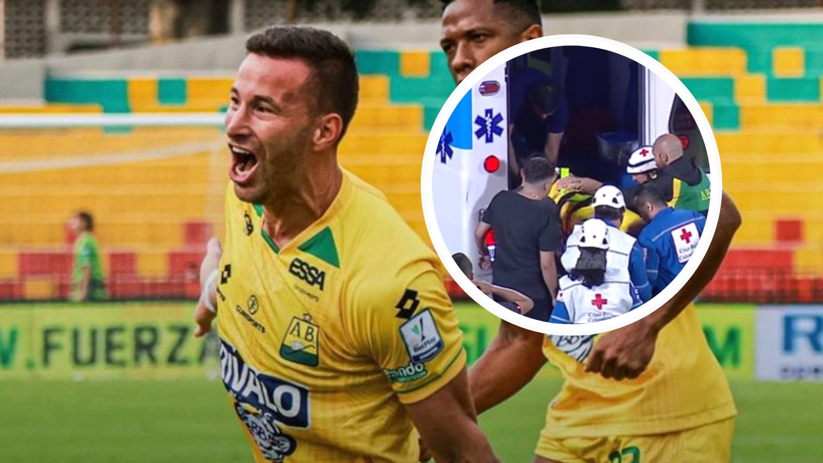 Estado de Pons: Novedades tras el choque en Bucaramanga. Foto: Atlético Bucaramanga y Captura de Win Sports