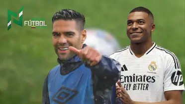 Falcao García y Kylian Mbappé. Foto: redes de Millonarios y Kylian Mbappé.