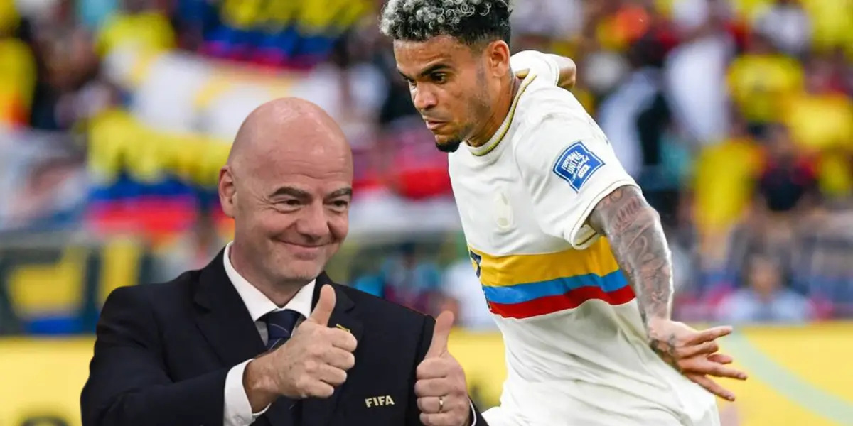 Gianni Infantino y Luis Díaz Foto: FIFA y Redes sociales de Luis Díaz