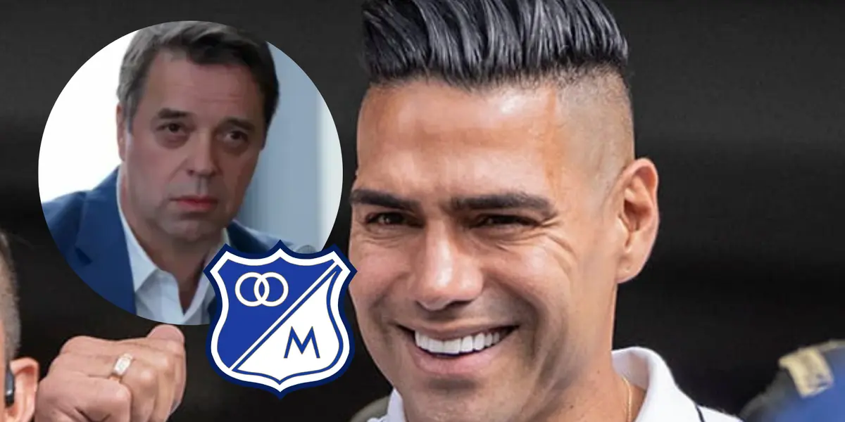 Gustavo Serpa y Radamel Falcao García Fotos: Millonarios FC, Escudoteca y Captura de X