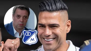 Gustavo Serpa y Radamel Falcao García Fotos: Millonarios FC, Escudoteca y Captura de X