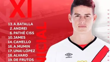 James Rodríguez. FOTO: Rayo Vallecano