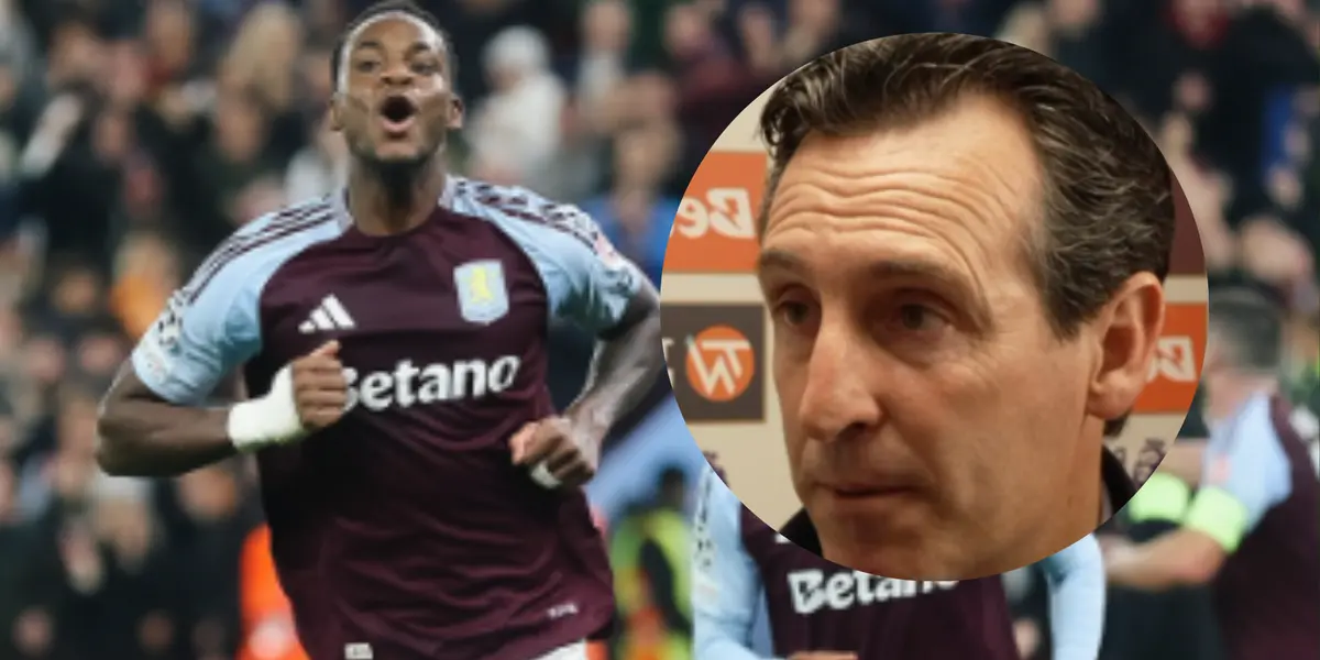 Jhon Durán y Émery. Foto: redes de Aston Villa.