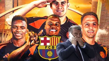 Jugadores de la Selección Colombia y Joan Laporta Foto: FCF, Escudoteca