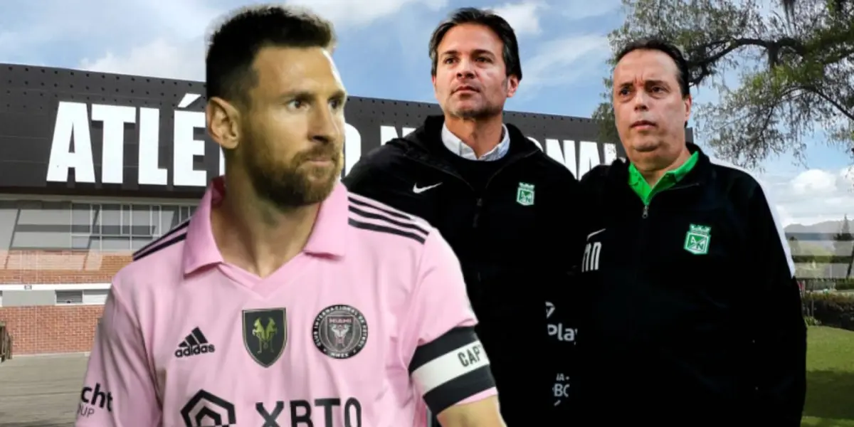 Lionel Messi y directivos de Nacional.