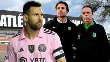 Lionel Messi y directivos de Nacional.