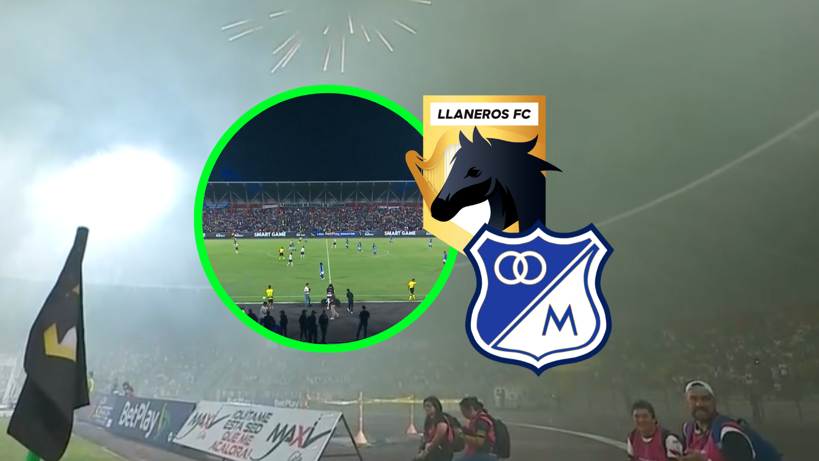 Llaneros vs Millonarios FC Foto: Captura de Win Sports y Escudoteca