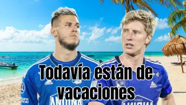 Los zagueros están involucrados en el gol del Once. Foto de fondo tomada de El Mundo, de Llinás de Colombia.com y de Vargas de Claro.