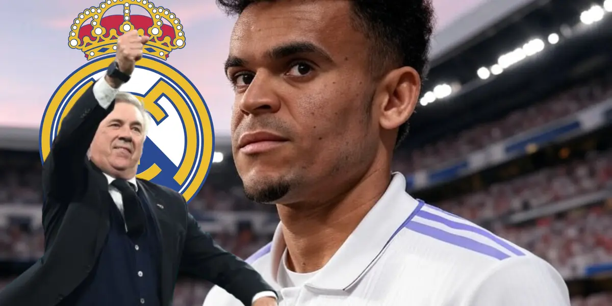 Luis Díaz y Carlo Ancelotti Foto: Real Madrid, Grok y Escudoteca