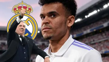 Luis Díaz y Carlo Ancelotti Foto: Real Madrid, Grok y Escudoteca