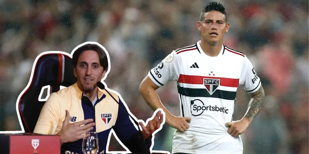 Luis Zubeldía en rueda de prensa en el Sao Paulo