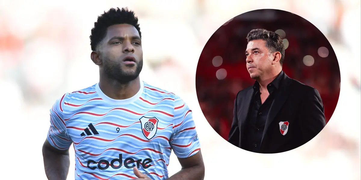 Miguel Borja y Marcelo Gallardo. Foto: redes de River.