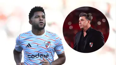 Miguel Borja y Marcelo Gallardo. Foto: redes de River.