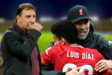 Néstor Lorenzo, Luis Díaz y Jürgen Klopp.