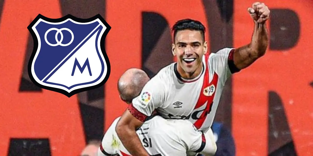 Radamel Falcao celebrando un gol con el Rayo Vallecano