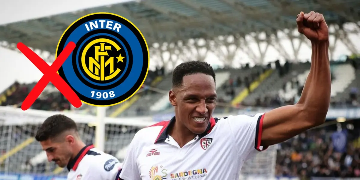 Yerry Mina celebrando un gol con el Cagliari de Italia